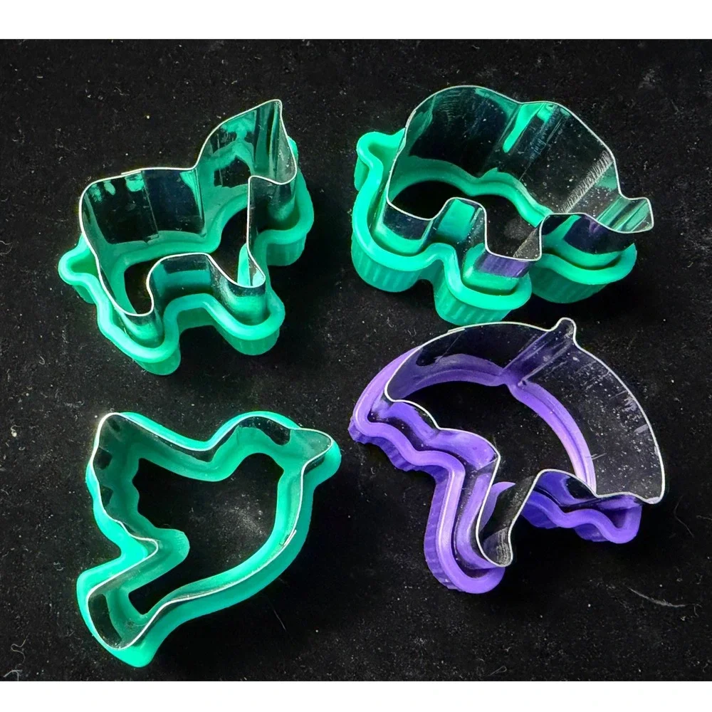 Vintage Animal and Umbrella Metal Cookie Cutters with Comfort Grips, Set of 4